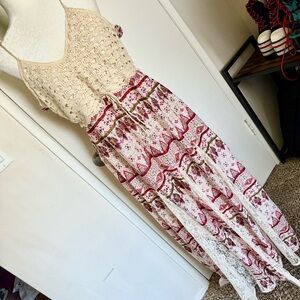 F gee summer lace pattern maxi dress boho nwt